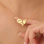 925 Ayar Gümüş Kırık Kalp Temalı Tasarım  Kolye - CN00363