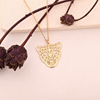 925 Ayar Altın Mikron Kaplama Leopar Tasarım Kolye - CN00376