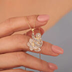 925 Ayar Altın Mikron Kaplama Folivora Tembellik Hayvan Gümüş Kolye - CN00382