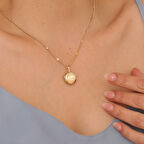 925 Ayar Altın Mikron Kaplama Kişiye Özel Yuvarlak Açılabilir Madolyon Kolye - CN00426