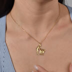 14 Ayar Altın Kaplama Anne ve İki Erkek Bir Kız Çocuk Aile Aşk Gümüş Kolye - CN00447