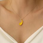 925 Ayar Gümüş Sarı Mineli Damla Kolye