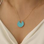 925 Ayar Gümüş Turkuaz Mineli İtalyan Tasarım Kolye