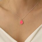 925 Ayar Gümüş Pembe Mineli Minimal Damla Kolye