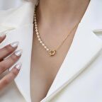 925 Ayar Gümüş Cream Tatlısu İncisi Kolye-5mm