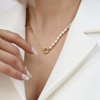 925 Ayar Gümüş Barock White Tatlısu İncisi Kolye-5mm