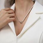 925 Ayar Gümüş White Tatlısu İncisi Kolye-6mm