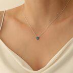 925 Ayar Gümüş Işıltılı Turkuaz Taşlı Kalp Kolye