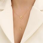 925 Ayar Gümüş Güneş ve Hilal Kolye