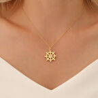 925 Ayar Gümüş Taşlı Gemi Dümeni Kolye