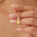 925 Ayar Gümüş Minimal Taşlı Baykuş Kolye