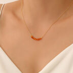 925 Ayar Gümüş Doğal ve Değerli Kehribar Taşı Kolye - CNS00565