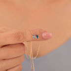 925 Ayar Gümüş Sen Ve Ben Doğum Taşı Kolye - CNS00597