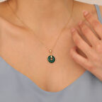 925 Ayar Gümüş Değerli ve Doğal Yeşil Onyx Taşlı Kolye - CNS00600