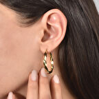 14 Ayar Altın Kaplama Burgulu Halka Gümüş Küpe - E00293