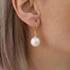 925 Ayar Gümüş Creamrose Tatlısu İncisi Küpe-14mm