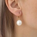 925 Ayar Gümüş Creamrose Tatlısu İncisi Küpe-14mm