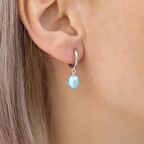 925 Ayar Gümüş Barock Fresh Blue Tatlısu İncisi Küpe-8mm