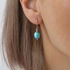 925 Ayar Gümüş Barock Ocean Blue Tatlısu İncisi Küpe-8mm