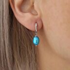925 Ayar Gümüş Barock Ocean Blue Tatlısu İncisi Küpe-7mm