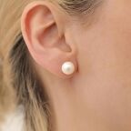 925 Ayar Gümüş Cream Tatlısu İncisi Çivi Küpe-8mm