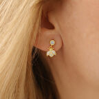 925 Ayar Gümüş Taşlı Uğurböceği Kadın Küpe