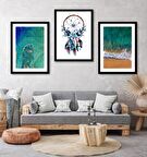 DENİZ VE KUMSAL BOHEM TEMALI ÇERÇEVELİ POSTER TABLO SET