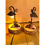 Sokak Lambası Altındaki Sevgili Çift Işıklı Biblo