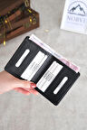 İnce Hakiki Deri Cüzdan Kartlık Parlak Siyah