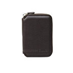 Guard Fermuarlı Kahverengi Deri Mini Cüzdan