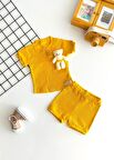 Neşeli Bebekler Oyuncaklı Cepli Şortlu Takım Sarı