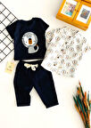 Neşeli Bebekler Aslan Baskılı Gömlekli Üçlü Takım
