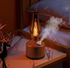 Vintage Şarjlı Gece Lambası &KAHVERENGİ Hava Nemlendirici Buhar Makinesi 280ml