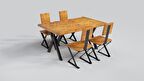 Ntconcept Rano Masif Ağaç Rano Sandalyeli Masa Takımı (75x180cm Masa  + 6 Sandalye)