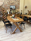 Nova Doğal Ahşap Yemek Masası Takımı Banklı 85x150-150+4sandalye