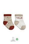 Bistyle Love Dog Penye Soket Çorap 2'Li BS10118 Bej