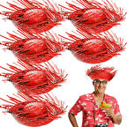 Tropikal Parti Kırmızı Hasır Hawaii Şapkası 13x36 cm