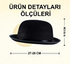Nessiworld Charlie Chaplin Stil Çocuk Şapkası - Siyah Melon Parti Şapkası