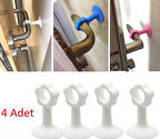 CM-072 Vantuzlu Geçmeli Kapı Kolu Stoper 4lü Set Beyaz