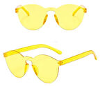 Sert Mika Oval Şekilli Çerçevesiz Sarı Gözlük Retro Parti 5x14 Cm