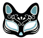 Siyah Renk Süet Kaplama Üzeri Gümüş Mavi Simli Kedi Maskesi 17x14 Cm