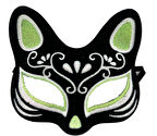 Siyah Renk Süet Kaplama Üzeri Gümüş Yeşil Simli Kedi Maskesi 17x14 Cm