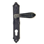 Antika Tarz Dekoratif Pirinç Çiçekli Oda Kapı Kolu - 240x40 Mm, Oksit