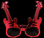Kırmızı Renk Gitar Şekilli Parti Gözlüğü