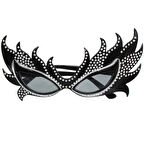 Taşlı Siyah Alev Parti Gözlüğü