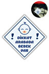 &quot;DİKKAT ARABADA ERKEK BEBEK VAR - EMZİKLİ&quot; Uyarı Stickerı | Araba Camı İçin 10x10 cm Etiket