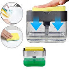 BUFFER® İkisi Bir Arada  Basmalı Pratik Sıvı Sabunluk Pompası ve Bulaşık Yıkama Süngeri Haznesi