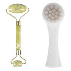 BUFFER® 2li Set Çift Taraflı Cilt Temizleme Fırçası ve Yeşim Taşı Çift Taraflı Cilt Masaj Aleti
