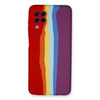 MEPA Najmaddin Samsung Galaxy A22 Kılıf Ebruli Lansman Silikon - Kırmızı-mor Najmaddin