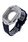 Mark Newface Apple Watch 44mm KR402 Metal Kasa Silikon Kordon - Gümüş Najmaddin